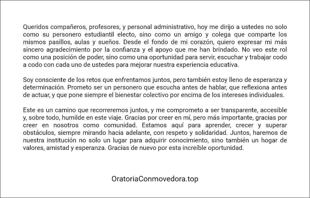 plantilla de Discurso de agradecimiento personero estudiantil