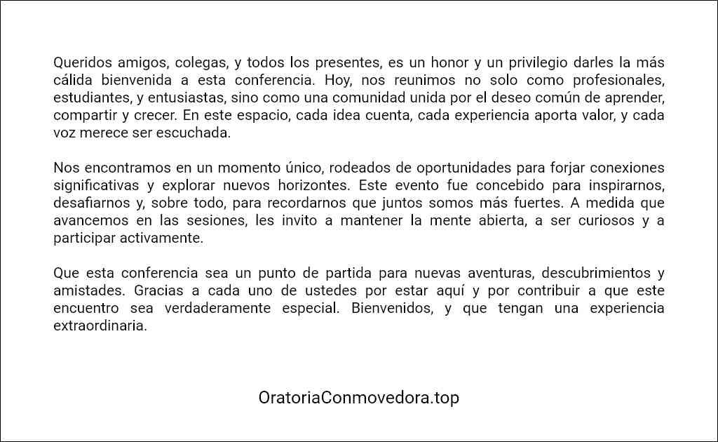 como elaborar un Discurso de bienvenida a una conferencia