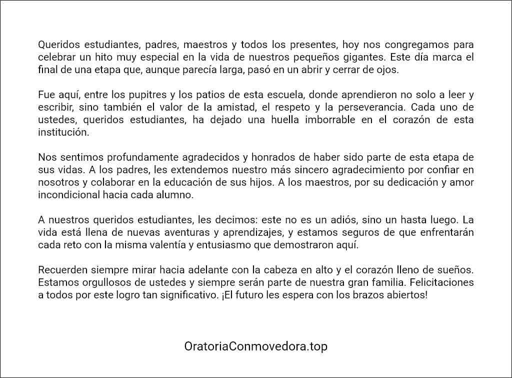 formato de Discurso de clausura de primaria