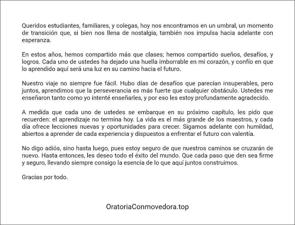 como redactar un Discurso de despedida de secundaria por un profesor