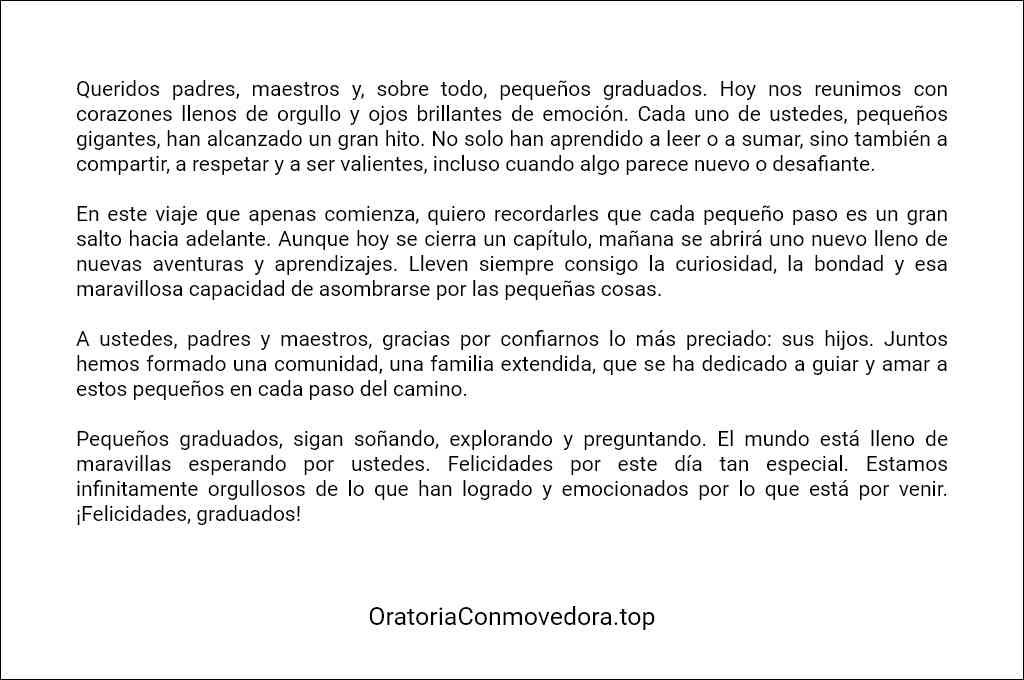 formato de Discurso de graduación de preescolar por el director