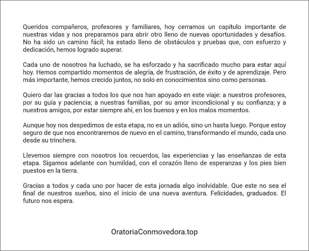 como redactar un Discurso de graduación universitaria corto 