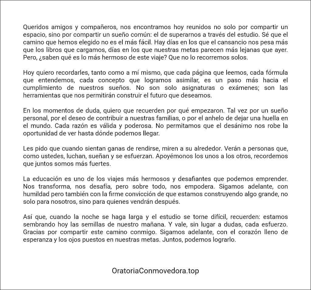 formato de Discurso de motivación para seguir estudiando