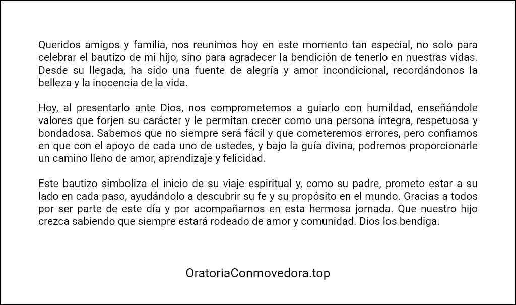 Discurso de bautizo del padre ejemplo