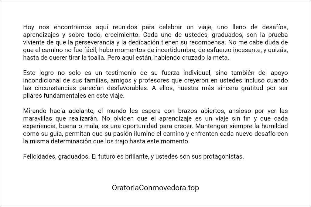 Discurso de felicitacion a graduados modelo