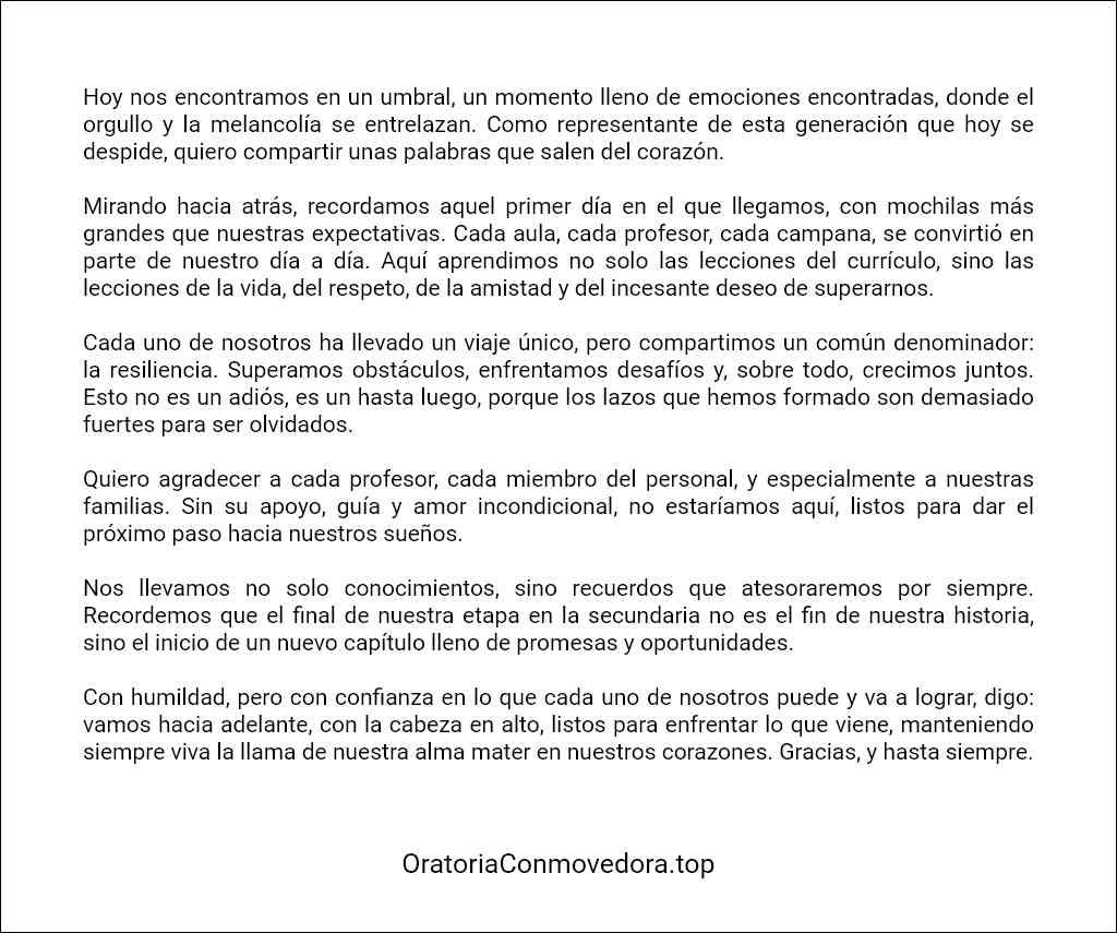 Discurso de despedida corto para secundaria modelo
