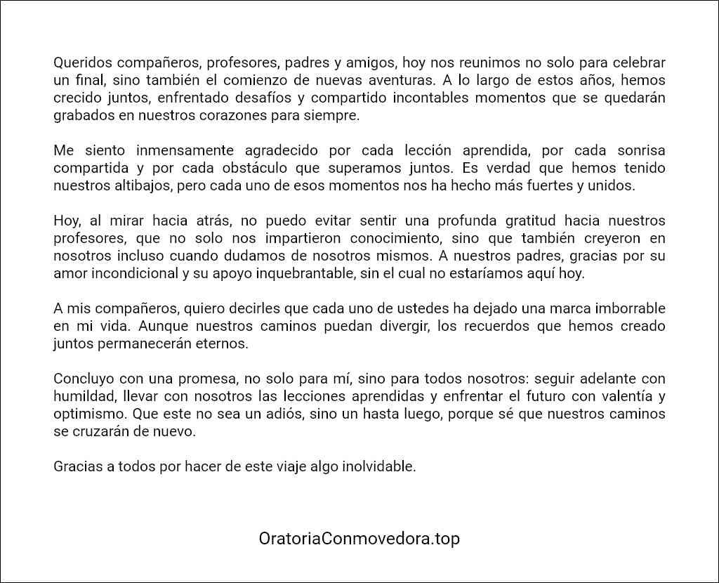 Discurso de despedida de promoción corto ejemplo