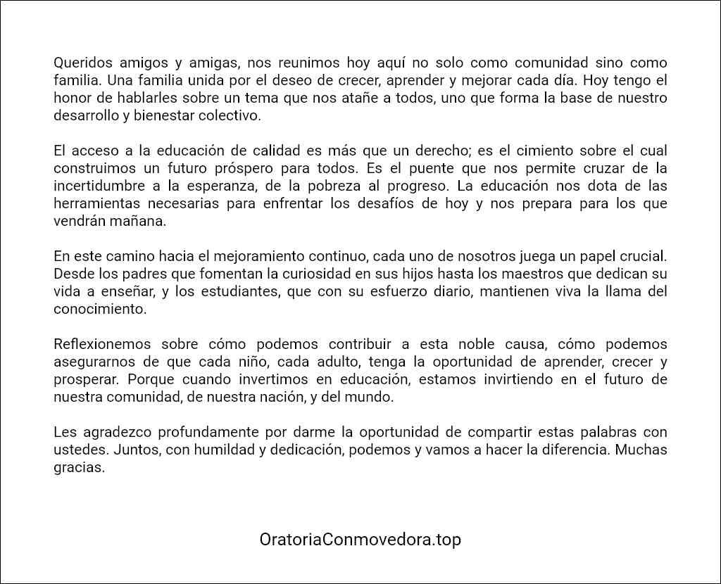 ejemplo de Discurso informativo 