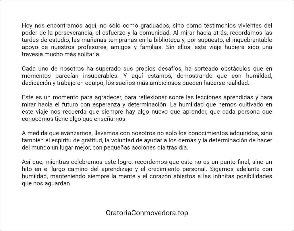 Discurso de colación universitaria ejemplos